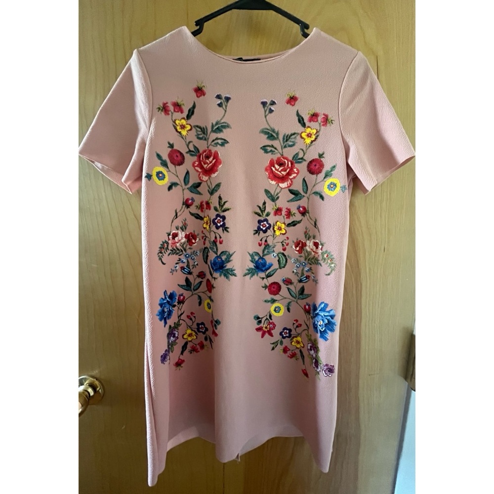 Floral Embossed Pink Dress
